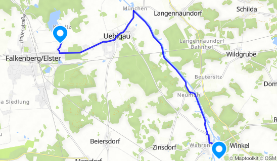 Kartenausschnitt E-Bike-Verleih und Fahrradvermietung im Erholungsgebiet Kiebitz
